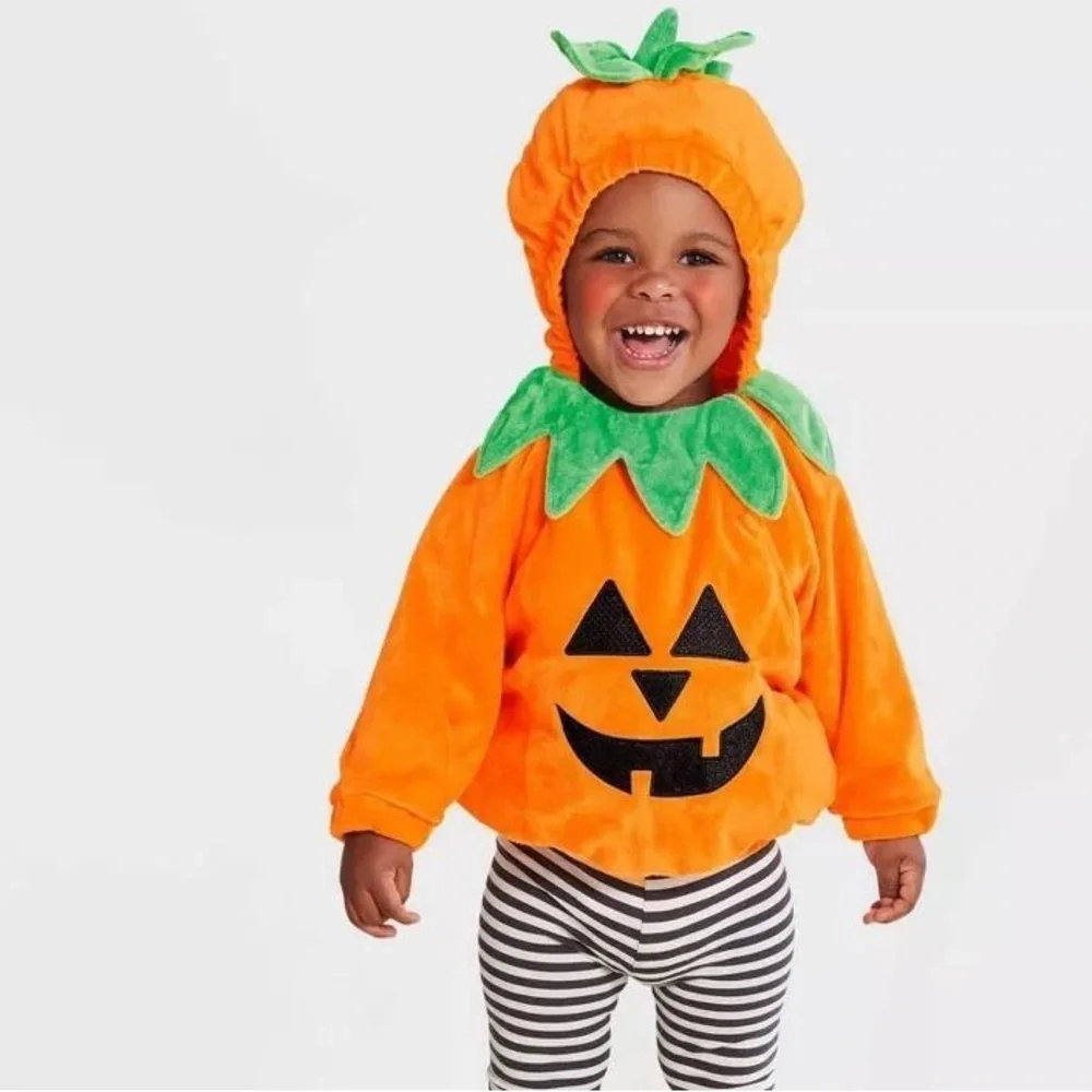 Playful Pumpkin Costume for Kids - Orange and Green